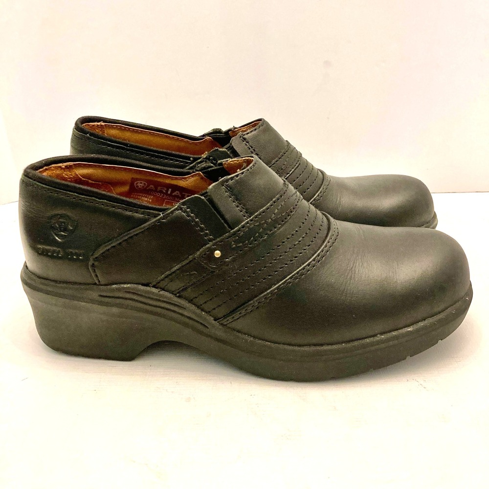 Ariat Steel Toe Clogs Black Leather Women's 8.5 Work Slip Resistant Comfort - Picture 3 of 12